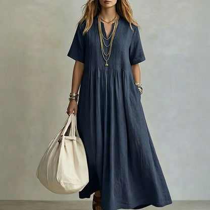 🌸💃 ¡50% OFF! Vestido Largo con Cuello en V – Fresco, Elegante y Cómodo