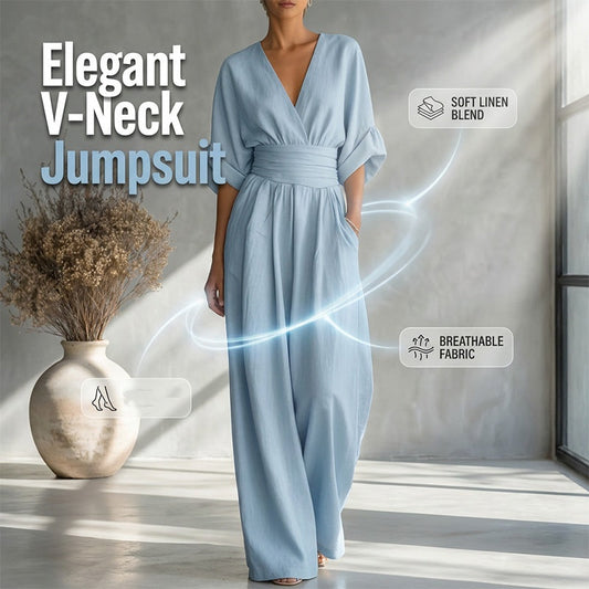 👗🔥 ¡OFERTA 50% OFF! Mono Elegante con Cuello en V – Estilo y Comodidad
