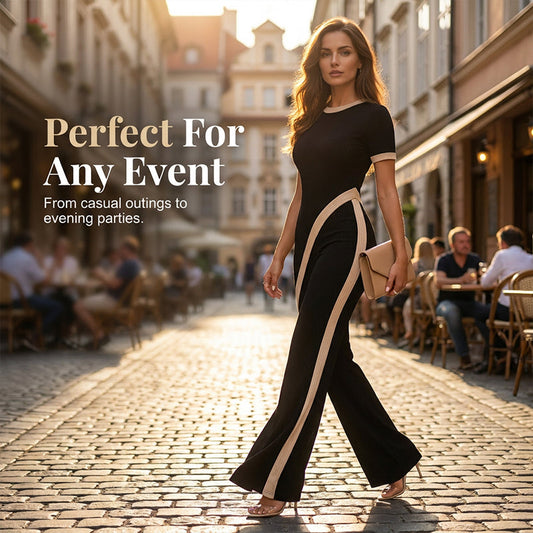 ✨🔥 ¡OFERTA 50% OFF! Conjunto Asimétrico de Punto con Pantalón Palazzo – Estilo Moderno y Elegante