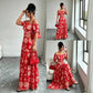 Vestido de resort impreso de margarita de corte de cintura fuera del hombro de las mujeres