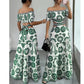 Vestido de resort impreso de margarita de corte de cintura fuera del hombro de las mujeres