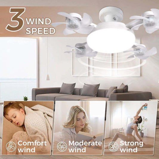 🌀Nueva Luz Ventilador de Techo Socket E27 – Ventilador LED silencioso 2 en 1 con control remoto, combinación de refrigeración y iluminación ahorradora de energía para dormitorios del hogar