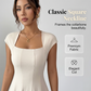 Vestido elegante de mujer con cuello cuadrado, corte en A y corte ajustado, vestido largo