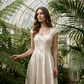 Vestido elegante de mujer con cuello cuadrado, corte en A y corte ajustado, vestido largo