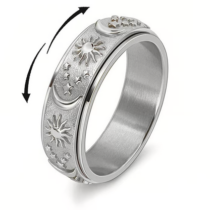 ⏳Anillo giratorio para alivio de la ansiedad con 50⏰% de descuento por tiempo limitado en Sol, Luna y Estrellas para parejas