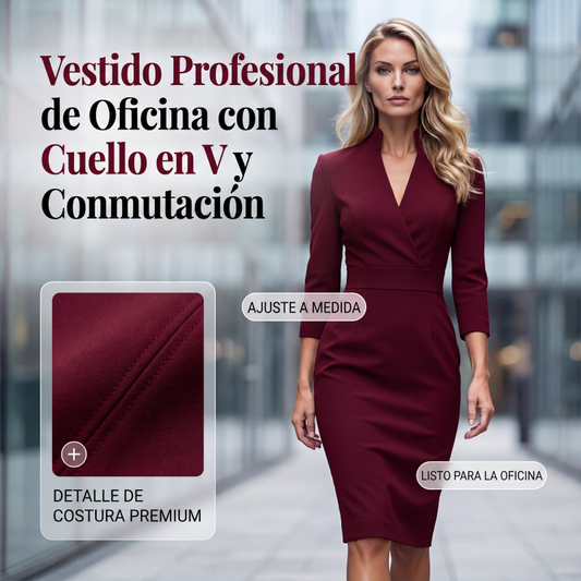 ⏰🔥 ¡OFERTA 50% OFF! 👗✨ Vestido de Oficina Profesional con Cuello en V para Mujer – Elegancia, Comodidad y Figura Sofisticada Todo el Día 💼