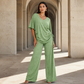 🔥⏰ ¡OFERTA 50% OFF! 👗 Conjunto de 2 Piezas para Mujer – Top con Escote en V + Pantalón de Pierna Ancha, Fresco y Elegante ✨