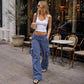 🔥 OFERTA ESPECIAL · -50% | Pantalón Cargo Vintage de Pierna Ancha para Mujer