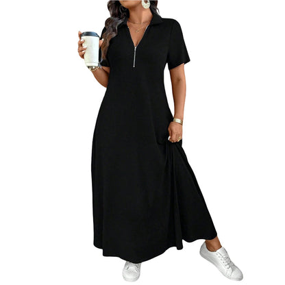 ⏰🔥 ¡OFERTA 50% OFF! 👗✨ Vestido largo informal de mujer con cremallera y color liso