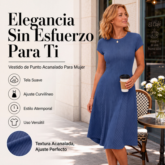 📢📢¡50% de descuento! ⏰ Vestido de punto acanalado cepillado elegante para mujer