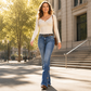 ⏰🔥 ¡OFERTA 50% OFF! 👖✨ Jeans acampanados desgastados de talle alto para mujer