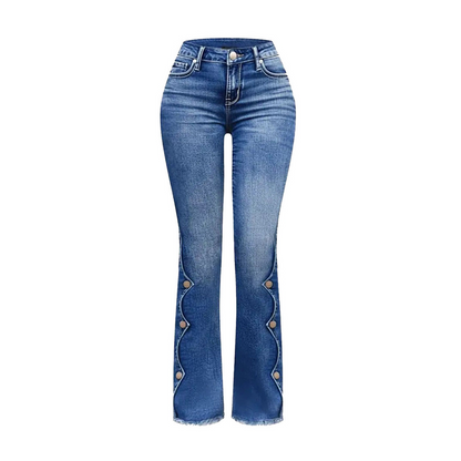⏰🔥 ¡OFERTA 50% OFF! 👖✨ Jeans acampanados desgastados de talle alto para mujer