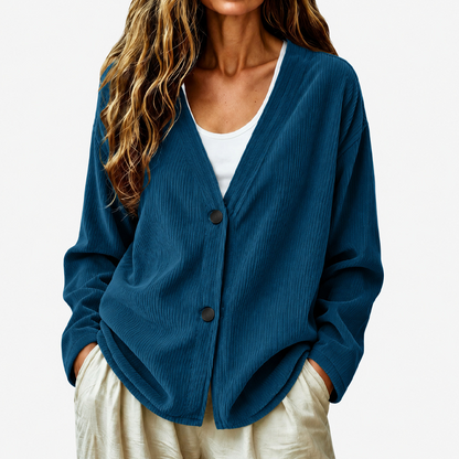 🔥⏰ ¡OFERTA 50% OFF! 👚 Cárdigan de punto de pana con cuello en V para mujer