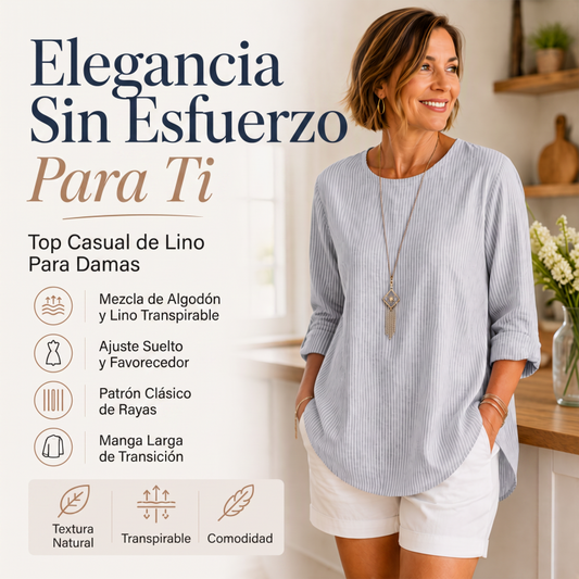 ⏰🔥 ¡OFERTA 50% OFF! 👗✨ Top casual de manga larga a rayas para mujer