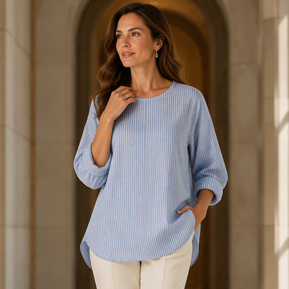 ⏰🔥 ¡OFERTA 50% OFF! 👗✨ Top casual de manga larga a rayas para mujer