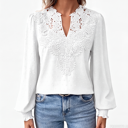🔥 ¡50% DE DESCUENTO! | Blusa para Mujer con Encaje y Escote en V