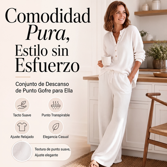 ☁️ DE CASA A LA CALLE | Conjunto Waffle de 2 Piezas para Mujer -50%