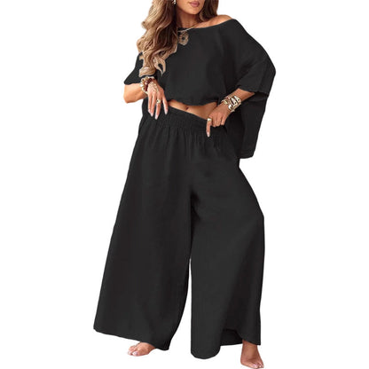✨ DOS PIEZAS, UN LOOK QUE DESTACA | Conjunto de Hombros Descubiertos + Pantalón Wide Leg -50%