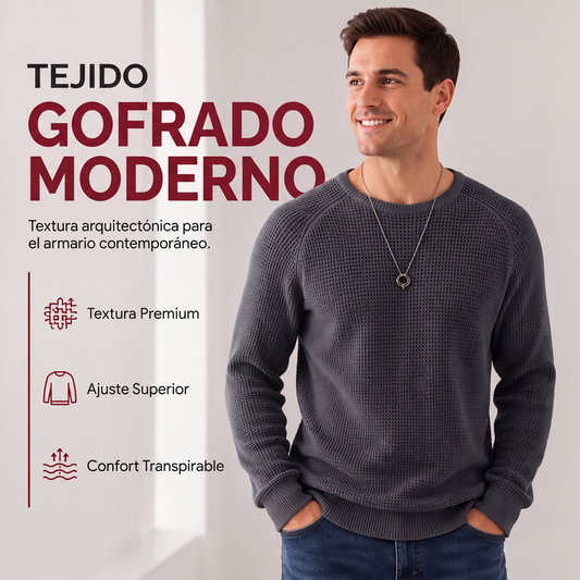 ⚡ ¡50% MENOS! | Jersey Waffle para Hombre de Cuello Redondo