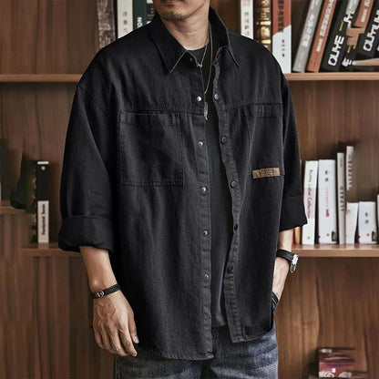 Camisa utilitaria holgada de manga larga para hombre