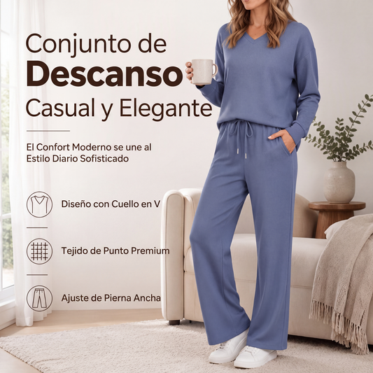 Conjunto de 2 piezas para mujer: top casual y pantalón de descanso