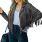 Chaquetas casuales de mujer con flecos y manga larga