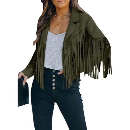 Chaquetas casuales de mujer con flecos y manga larga