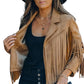 Chaquetas casuales de mujer con flecos y manga larga