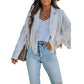 Chaquetas casuales de mujer con flecos y manga larga
