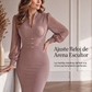 Vestido ajustado de mujer elegante de cuello en V y mangas obispo