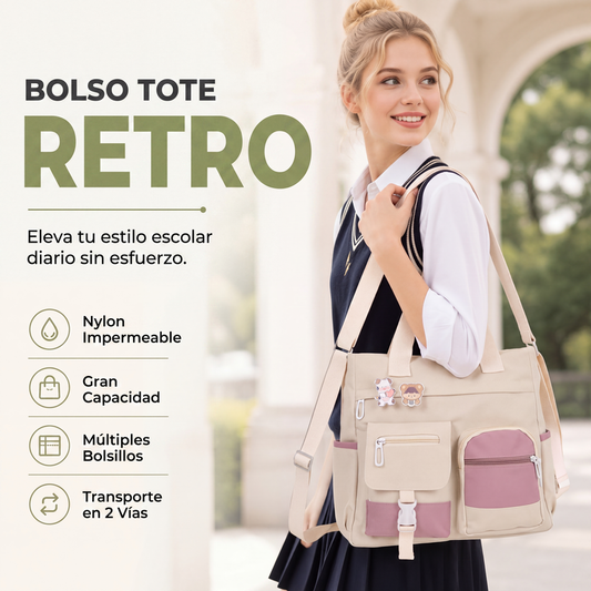 Bolso tote de lona con gran capacidad y múltiples bolsillos