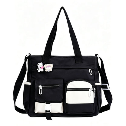 Bolso tote de lona con gran capacidad y múltiples bolsillos