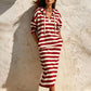 Vestido sudadera con capucha a rayas informal para mujer