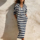 Vestido sudadera con capucha a rayas informal para mujer