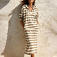Vestido sudadera con capucha a rayas informal para mujer