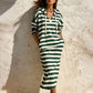 Vestido sudadera con capucha a rayas informal para mujer