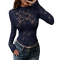 Camisa de encaje de manga larga elegante para mujer