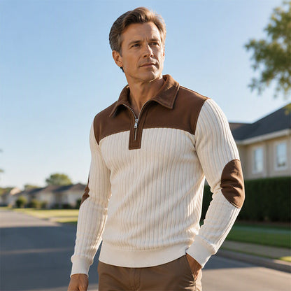⏰🔥 ¡OFERTA 50% OFF! 👕✨ Jersey de Punto de Pana con Cuello de Cremallera de 1/4 para Hombre – Cálido, Suave y con Estilo Casual Moderno