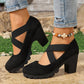 🏷️MITAD DE PRECIO🏷️ Zapatos Mary Jane para mujer con puntera redonda, tira cruzada, tacón grueso, plataforma y tacones altos con recortes