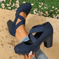🏷️MITAD DE PRECIO🏷️ Zapatos Mary Jane para mujer con puntera redonda, tira cruzada, tacón grueso, plataforma y tacones altos con recortes
