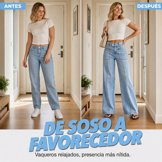 Vaqueros de pierna ancha favorecedores
