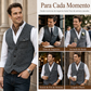 Chaleco informal de cuello en V para hombre, estilo vintage