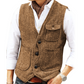 Chaleco informal de cuello en V para hombre, estilo vintage