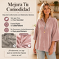 Top de terciopelo con cuello de media cremallera y manga 3/4 para mujer