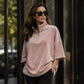 Top de terciopelo con cuello de media cremallera y manga 3/4 para mujer