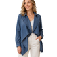 Chaqueta tipo trench de mezclilla abierta para mujer