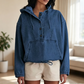Sudadera con capucha de mezclilla casual de botones para mujer