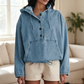 Sudadera con capucha de mezclilla casual de botones para mujer