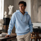 ⏰🔥 ¡OFERTA 50% OFF! 🧥❄️Sudadera con capucha de pana con media cremallera para hombre, estilo casual