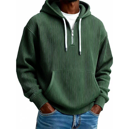 ⏰🔥 ¡OFERTA 50% OFF! 🧥❄️Sudadera con capucha de pana con media cremallera para hombre, estilo casual